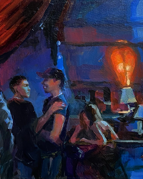 Some Couples, 8"x10", acrylic on wood panel. 2024.