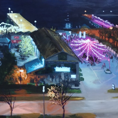 Festival on the Waterfront, 24"x30", Acrylic on Wood Panel, 2022. Jack Ross