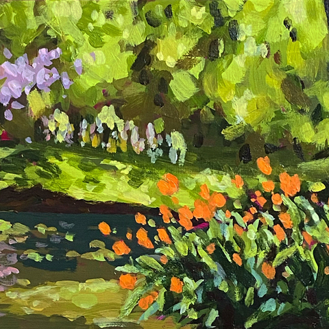 At the Park, 6"x12", Acrylic on Wood Panel, 2022. Jack Ross