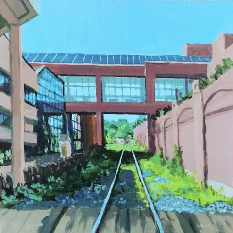 Alderney Landing, 10"x10", Acrylic on Wood Panel, 2022. Jack Ross