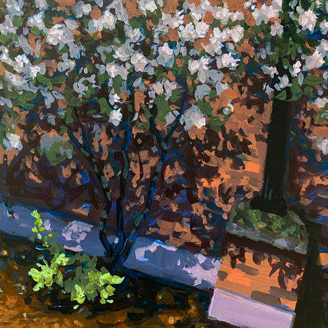 Night Blossoms 2 10"x10", Acrylic on Wood Panel, 2022. Jack Ross